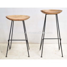 Industrial Modern Hair Pin Bar Stool Mango Wood Round Seat